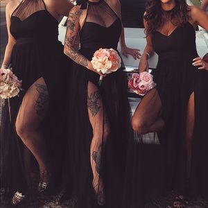 Black Haltered Tulle Gown